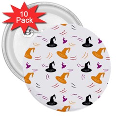 Witch Hat Witch Magic Halloween 3  Buttons (10 Pack)  by Ravend