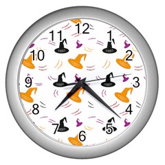 Witch Hat Witch Magic Halloween Wall Clock (silver) by Ravend