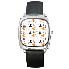 Witch Hat Witch Magic Halloween Square Metal Watch by Ravend