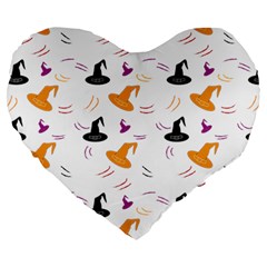 Witch Hat Witch Magic Halloween Large 19  Premium Flano Heart Shape Cushions