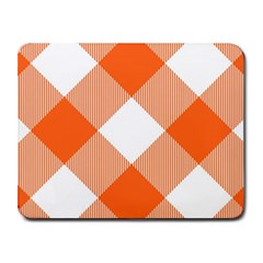 Orange And White Diagonal Plaids Small Mousepad by ConteMonfrey