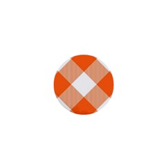 Orange and white diagonal plaids 1  Mini Buttons