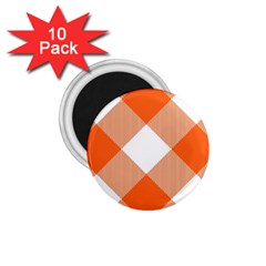 Orange and white diagonal plaids 1.75  Magnets (10 pack) 