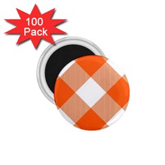 Orange and white diagonal plaids 1.75  Magnets (100 pack) 