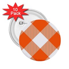 Orange And White Diagonal Plaids 2 25  Buttons (10 Pack)  by ConteMonfrey