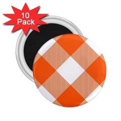 Orange and white diagonal plaids 2.25  Magnets (10 pack) 