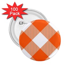 Orange and white diagonal plaids 2.25  Buttons (100 pack) 