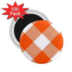 Orange and white diagonal plaids 2.25  Magnets (100 pack) 