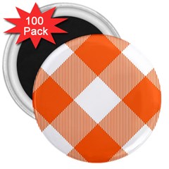 Orange and white diagonal plaids 3  Magnets (100 pack)