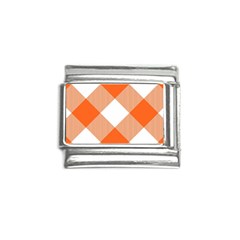 Orange and white diagonal plaids Italian Charm (9mm)