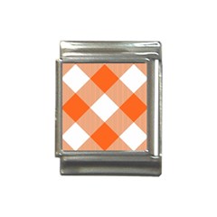 Orange and white diagonal plaids Italian Charm (13mm)