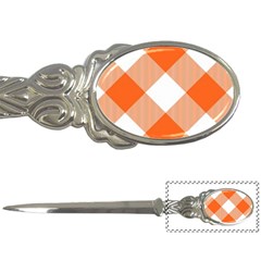 Orange and white diagonal plaids Letter Opener