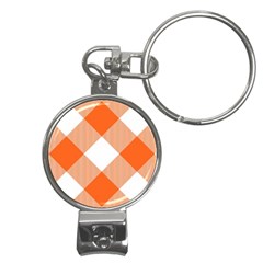 Orange and white diagonal plaids Nail Clippers Key Chain