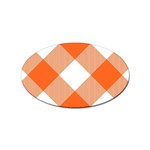 Orange and white diagonal plaids Sticker (Oval) Front