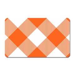 Orange and white diagonal plaids Magnet (Rectangular)