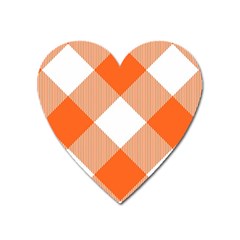 Orange and white diagonal plaids Heart Magnet