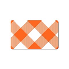 Orange and white diagonal plaids Magnet (Name Card)