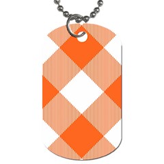 Orange And White Diagonal Plaids Dog Tag (one Side) by ConteMonfrey