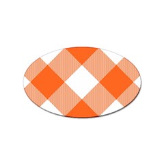 Orange And White Diagonal Plaids Sticker Oval (10 Pack) by ConteMonfrey