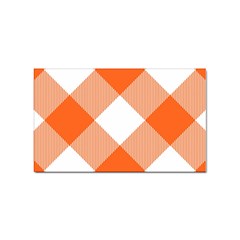 Orange And White Diagonal Plaids Sticker Rectangular (100 Pack) by ConteMonfrey