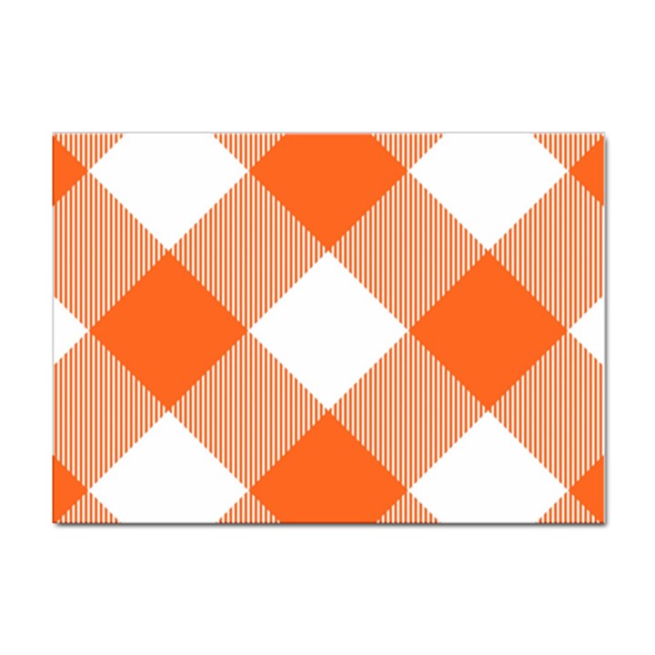 Orange and white diagonal plaids Sticker A4 (10 pack)