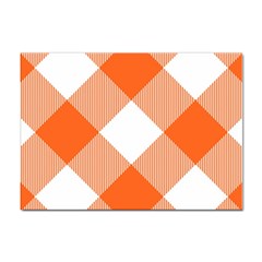 Orange And White Diagonal Plaids Sticker A4 (100 Pack) by ConteMonfrey