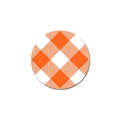 Orange and white diagonal plaids Golf Ball Marker