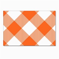 Orange And White Diagonal Plaids Postcard 4 x 6  (pkg Of 10) by ConteMonfrey