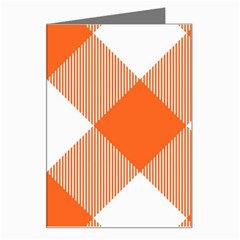 Orange and white diagonal plaids Greeting Card