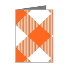 Orange and white diagonal plaids Mini Greeting Card