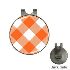 Orange and white diagonal plaids Hat Clips with Golf Markers