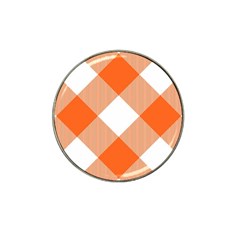 Orange and white diagonal plaids Hat Clip Ball Marker