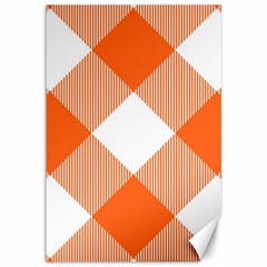 Orange and white diagonal plaids Canvas 12  x 18 