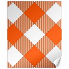 Orange and white diagonal plaids Canvas 16  x 20 