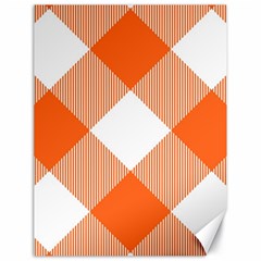 Orange and white diagonal plaids Canvas 18  x 24 