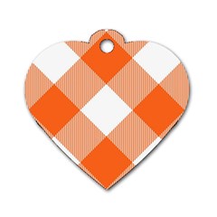 Orange And White Diagonal Plaids Dog Tag Heart (one Side) by ConteMonfrey