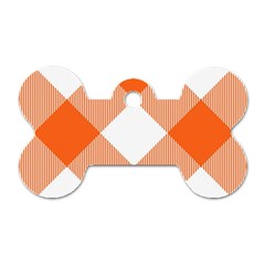 Orange And White Diagonal Plaids Dog Tag Bone (two Sides) by ConteMonfrey