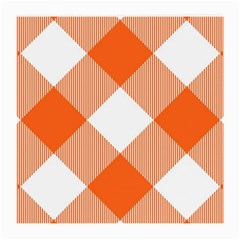 Orange And White Diagonal Plaids Medium Glasses Cloth (2 Sides) by ConteMonfrey