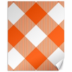 Orange and white diagonal plaids Canvas 11  x 14 