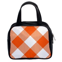 Orange and white diagonal plaids Classic Handbag (Two Sides)