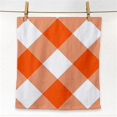 Orange and white diagonal plaids Face Towel