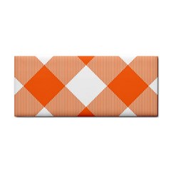 Orange And White Diagonal Plaids Hand Towel by ConteMonfrey