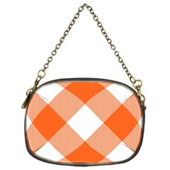 Orange and white diagonal plaids Chain Purse (Two Sides)