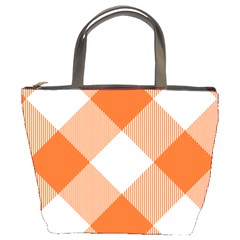 Orange and white diagonal plaids Bucket Bag