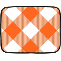 Orange and white diagonal plaids Fleece Blanket (Mini)