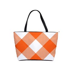 Orange and white diagonal plaids Classic Shoulder Handbag