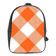 Orange And White Diagonal Plaids School Bag (large) by ConteMonfrey