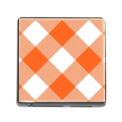 Orange and white diagonal plaids Memory Card Reader (Square 5 Slot)