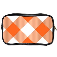 Orange and white diagonal plaids Toiletries Bag (One Side)