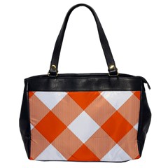 Orange and white diagonal plaids Oversize Office Handbag